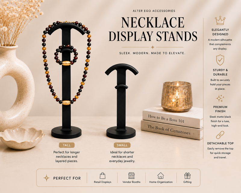 Luxe Boutique Necklace & Bracelet Display Stand | Choose From Multiple Colors | Boutique Jewelry Display