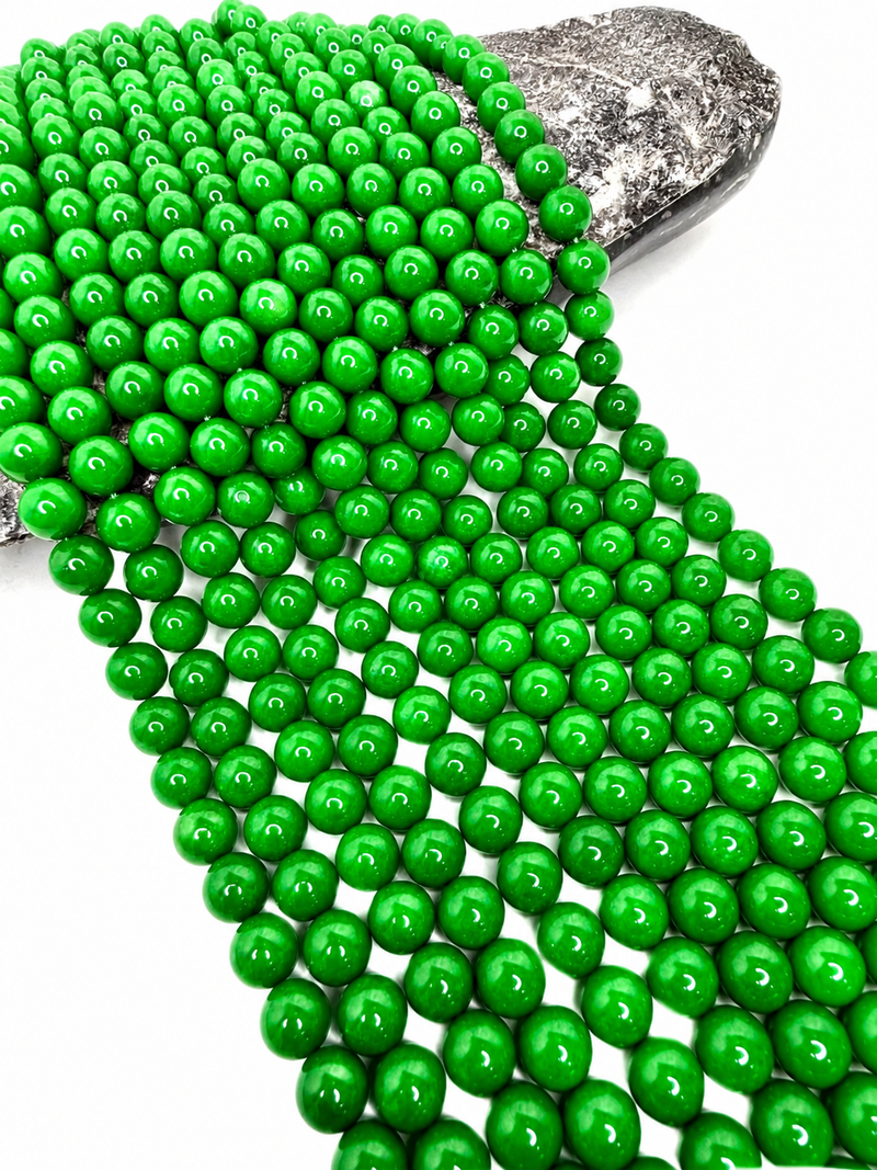 12mm Green Jade Gemstone Beads | Smooth Round Jade Beads | Jewelry Making Supplies | 15” Strand
