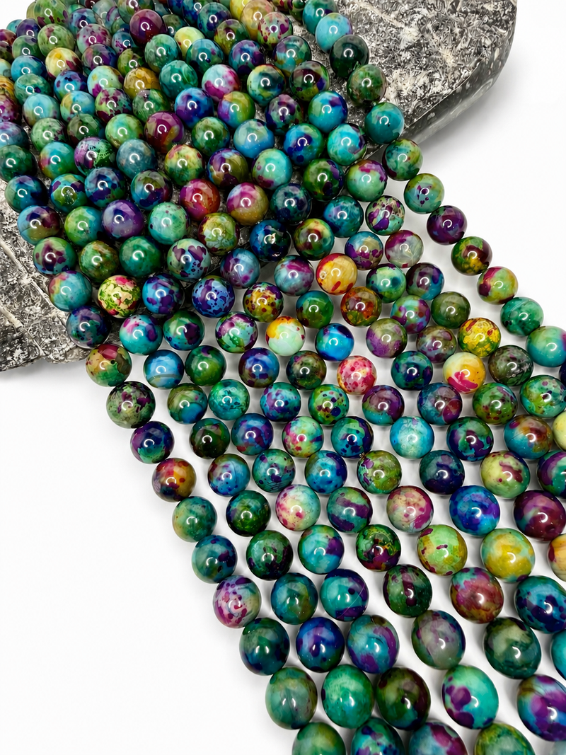 14mm Smooth Multicolor Agate Gemstone Beads | Round Agate Beads for Jewelry Making | 15” Strand