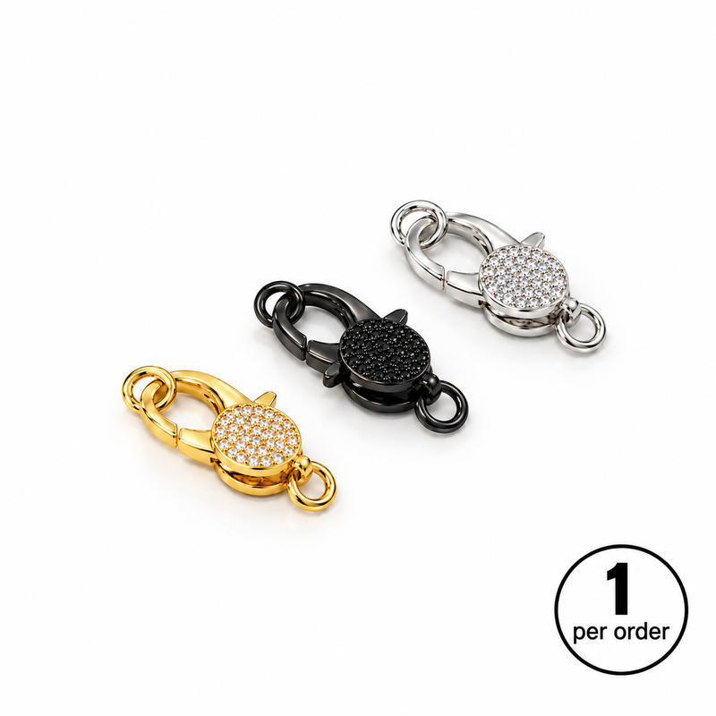 12×25mm Micro Pavé CZ Lobster Clasps – Black, Silver & Gold | 1 Piece
