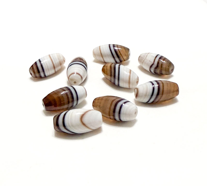15x30mm Banded Agate Focal Beads |Brown, Black, and White Agate Drum Beads | 15x30mm Focal | DIY Jewelry Supplies | 1 Piece
