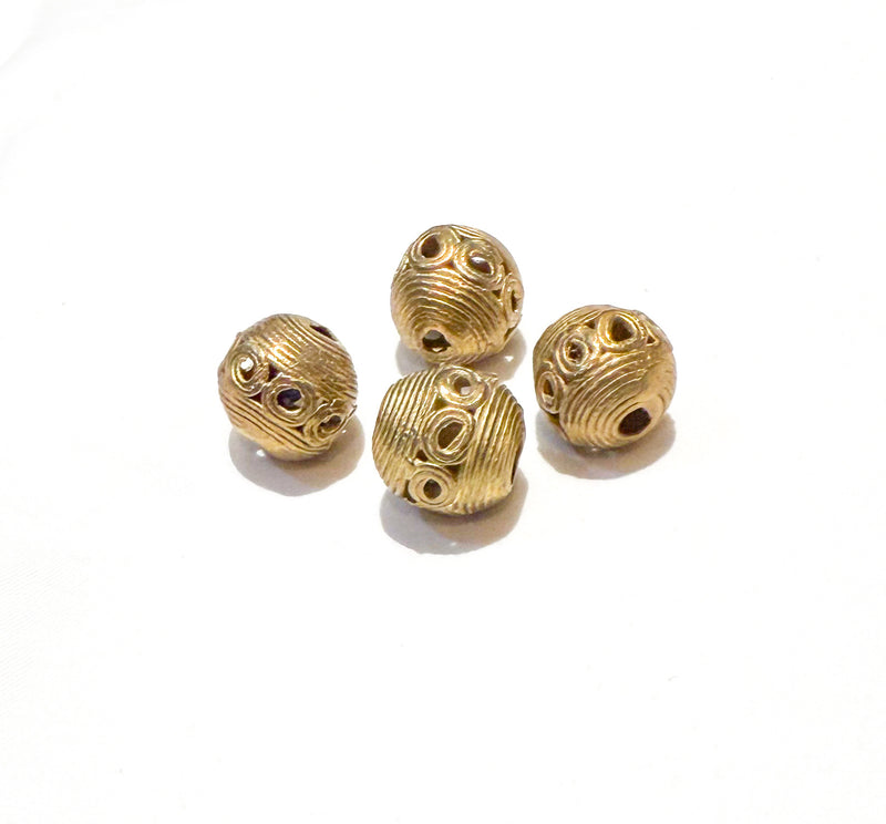 Round African Brass Beads | Solid Brass Beads | 5 Different Finishes| Lost Wax Beads | DIY Jewelry Designs | 2 Beads