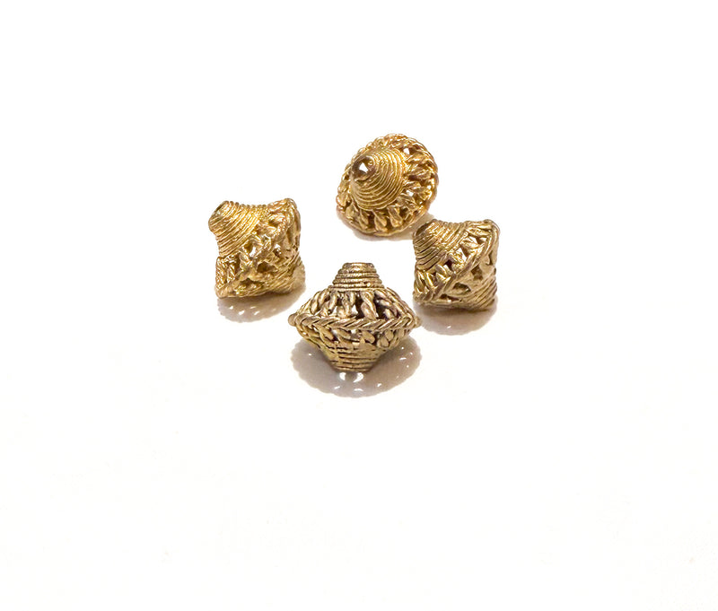 19x17mm African Brass Beads | Lost Wax Beads | Bi-Cone Beads | DIY Jewelry Designs | 2 Beads
