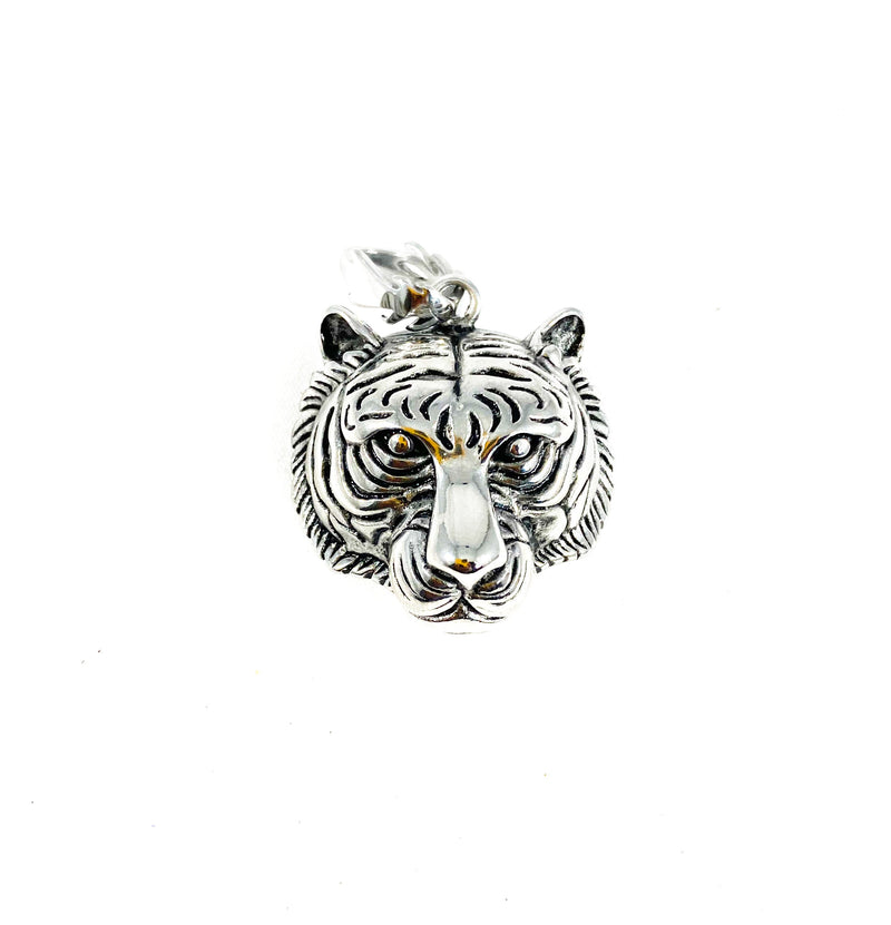 Stainless Steel Lion & Tiger Head Pendants with Bail | Silver & Gold Plated | 45.72mm–50.8mm