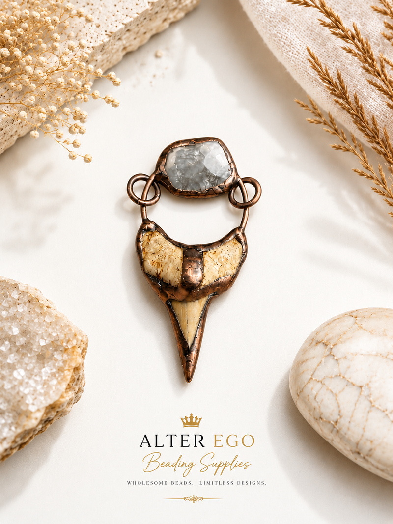 Blue Quartz and Jasper Soldered Pendant