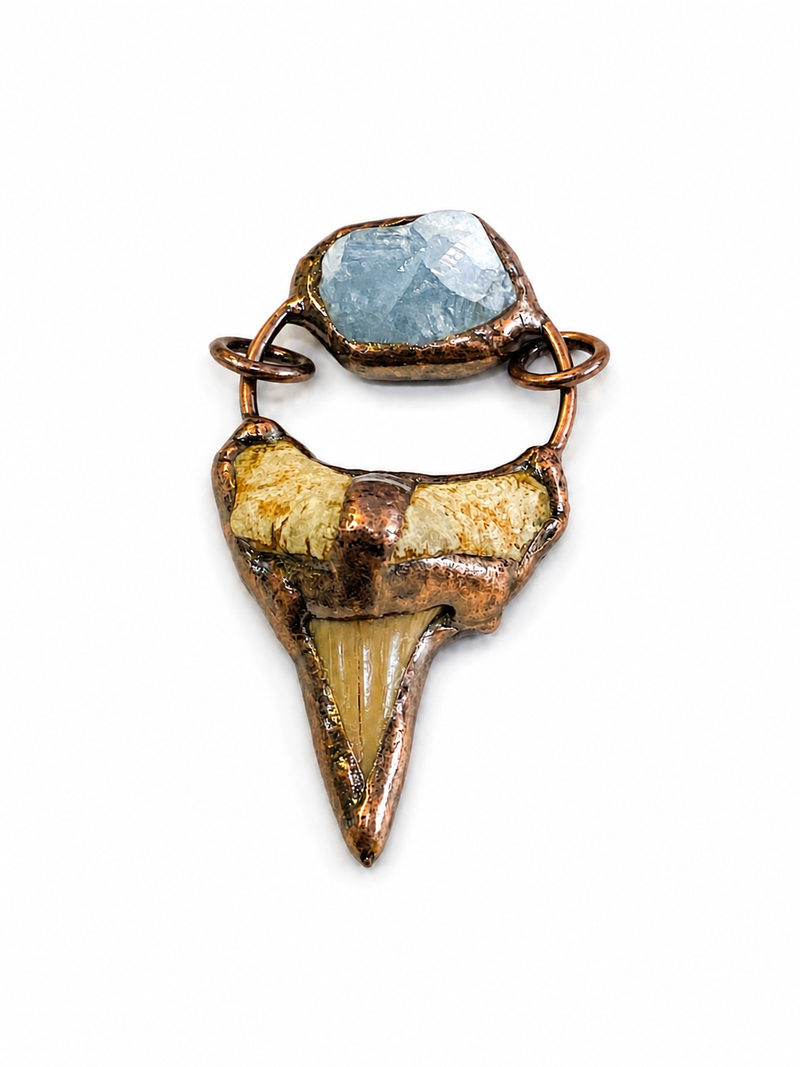 Blue Quartz and Jasper Soldered Pendant