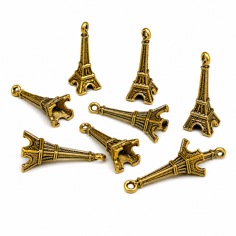 Gold Eiffel Tower Charm | 8 Pieces