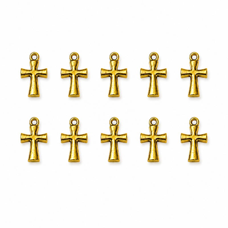 Cross Charm Pendants | Tiny Religious Cross Charms | Gold Cross| 10Pieces| DIY Jewelry Designs
