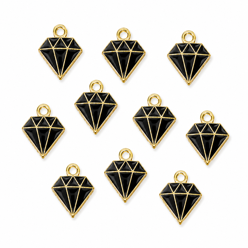 15mm Alloy Enamel Diamond Charms