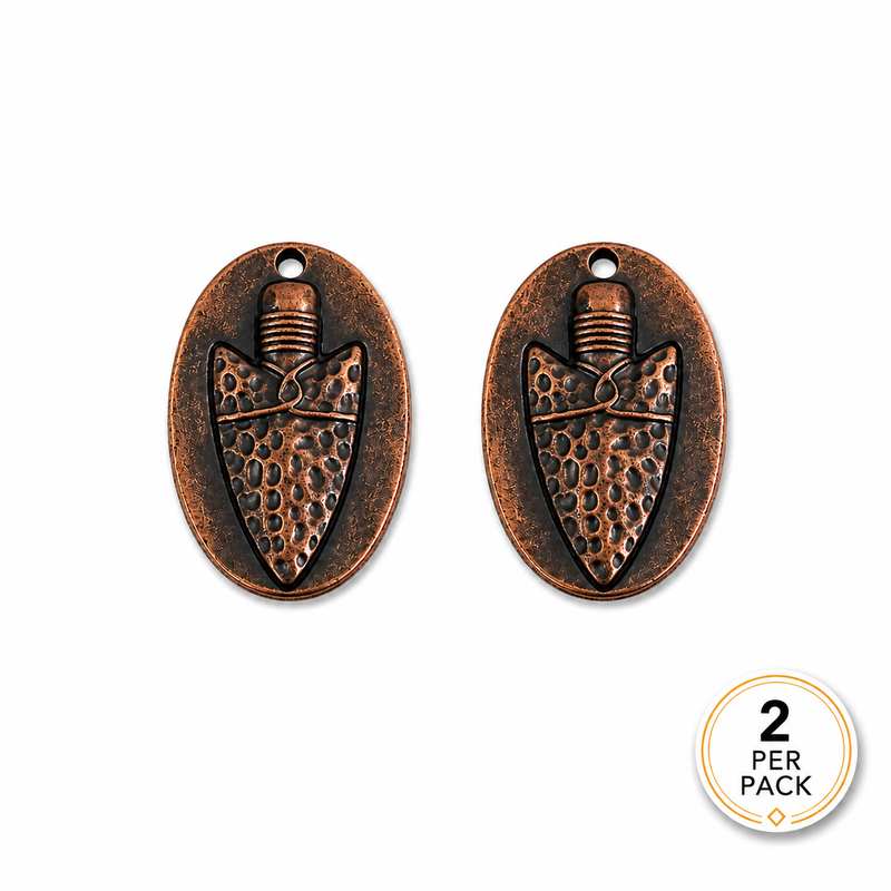 39mm Copper Arrow Head Charms 2 Pieces
