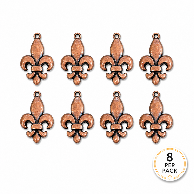 Copper Fleur De Lis Charm | 8 Pieces