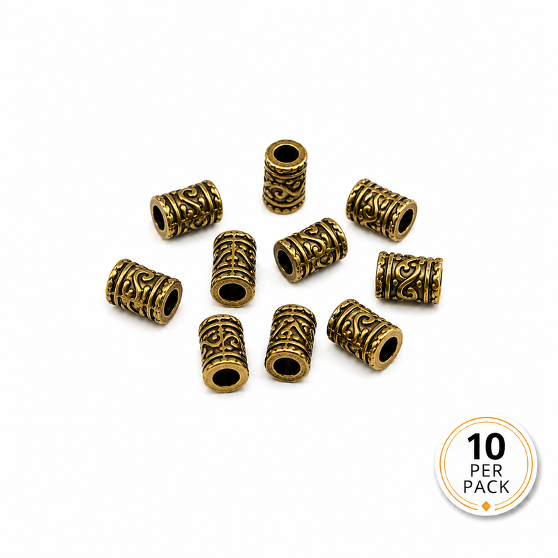 6x9mm Antique Bronze Flower Barrel Spacers | 10 Pieces