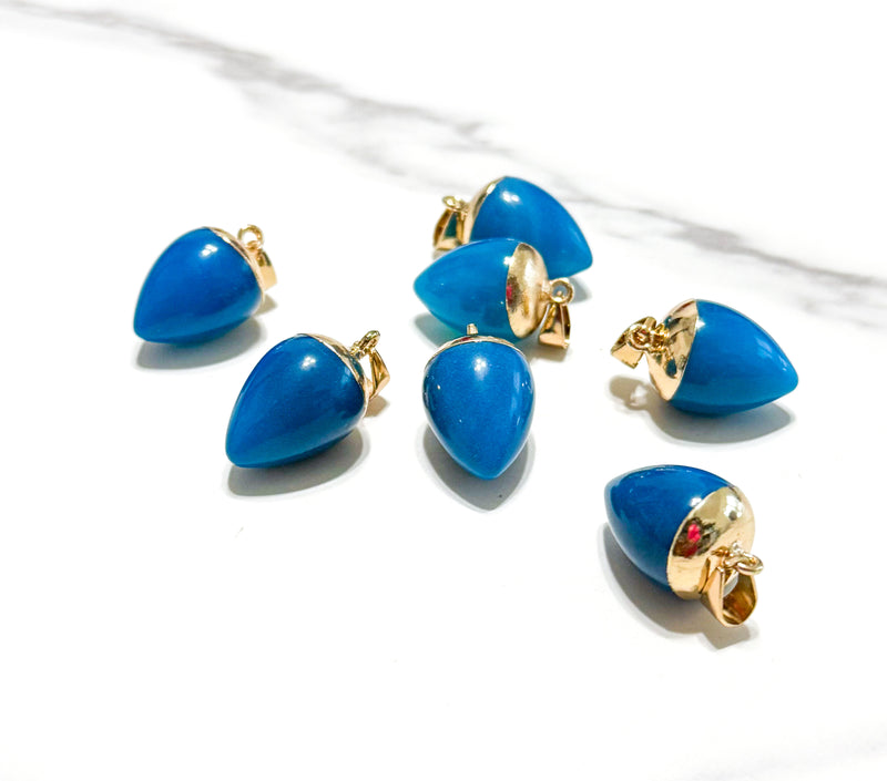 Natural Agate Charm\Pendant | 24-25mm x 16mm Teardrop Pendant | Gold Cap Agate Pendant with Bail | DIY Jewelry Designs | 1 Piece