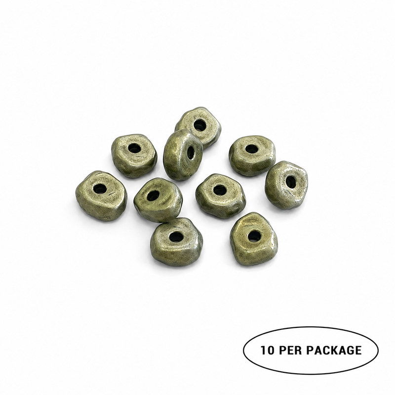(10) 5x13m Textured Metal Disc Spacers | Metal Textured Spacer Beads | Metal Beads | DIY Jewelry Design