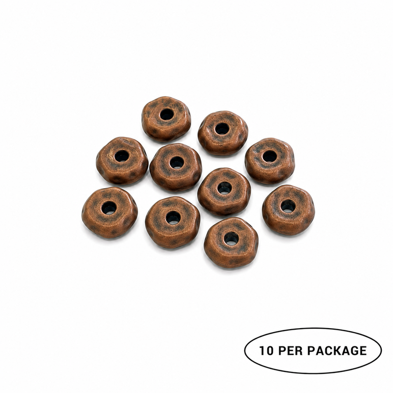 (10) 5x13m Textured Metal Disc Spacers | Metal Textured Spacer Beads | Metal Beads | DIY Jewelry Design