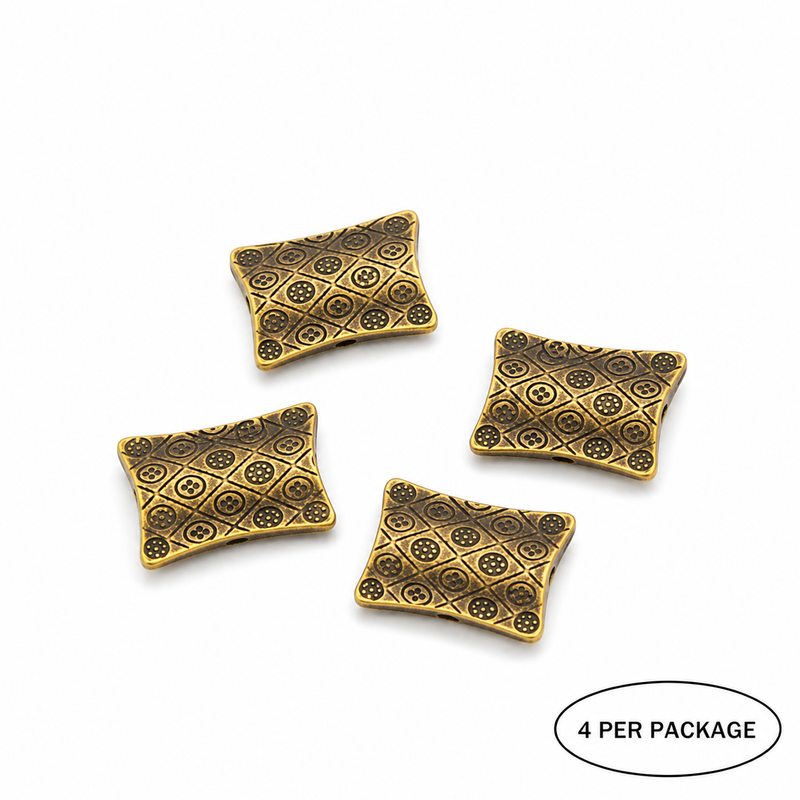 18x20mm Antique Bronze Flat Connectors | Connectors and Spacers | Antique Bronze | Carved Metal Connectors | 4 pcs