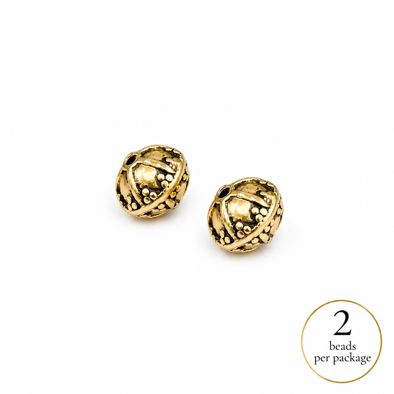 16mm Gold Tibetan Style Metal Beads | 2 Pieces