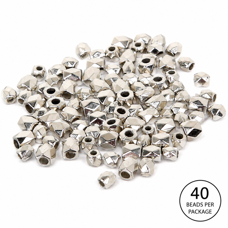 4mm Faceted Silver Plated Spacer Beads | Bright Silver Diamond Cut Spacer Beads | Dainty | Diy Jewelry Designs | 40 pcs