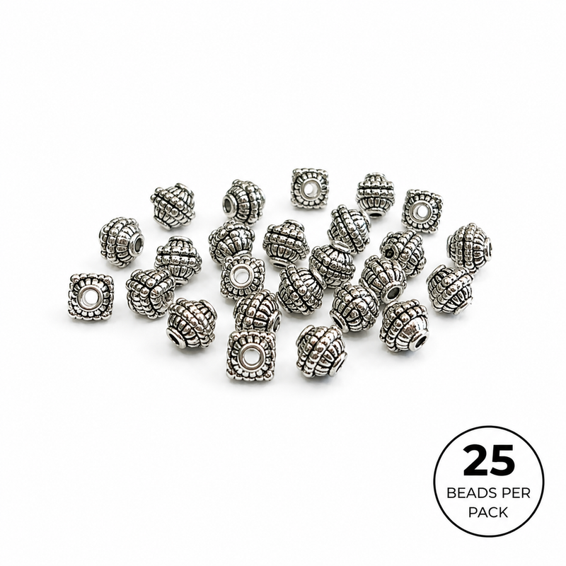 8mm Tibetan Style Metal Beads | 25 Pieces