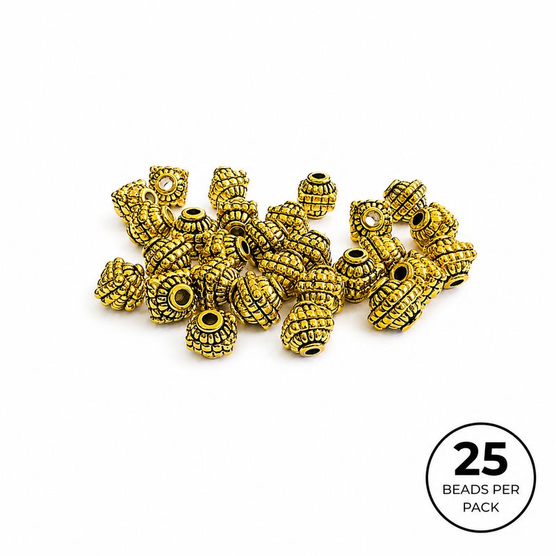 8mm Tibetan Style Metal Beads | 25 Pieces