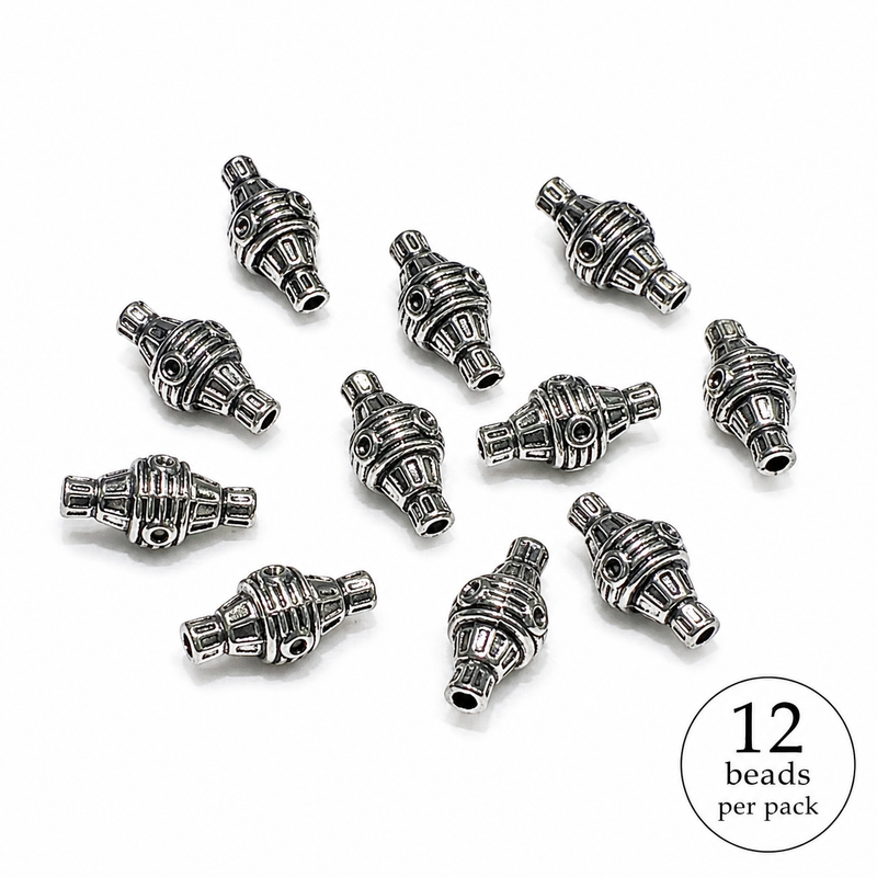 9x19mm Pewter Spacer Beads| Pewter Beads | Bicone Shape | DIY Jewelry Designs | 12 Beads