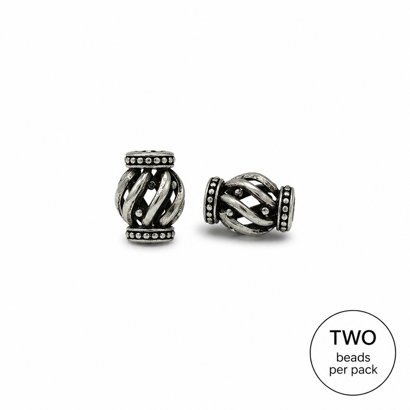 18.5mm Antique Silver Hollow Spacers | 2 Beads