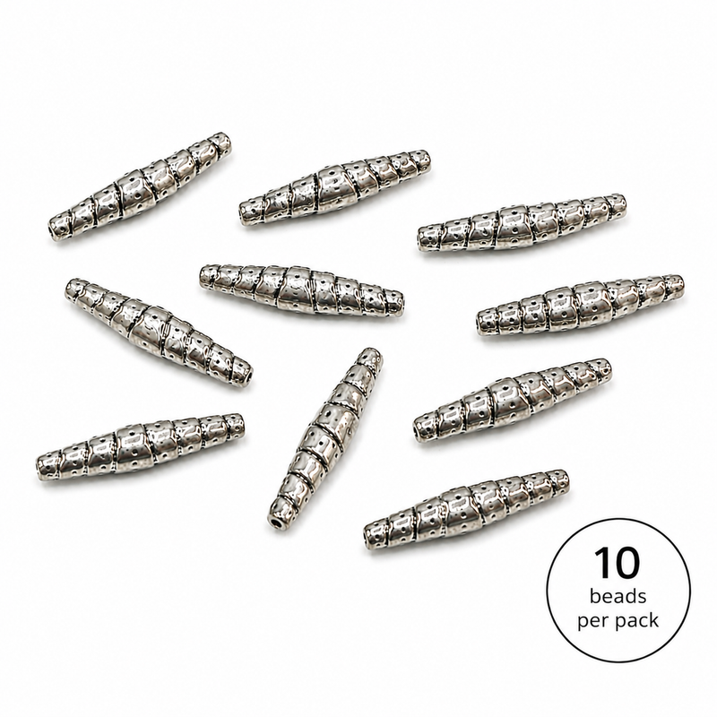 5x25mm Spotted Pewter Spacer Beads | 10 Pcs