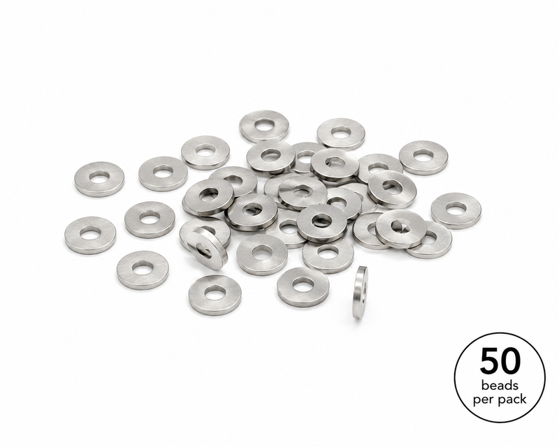 6.5mm Brushed Stainless Steel Disc Spacer Beads | 50 Pieces