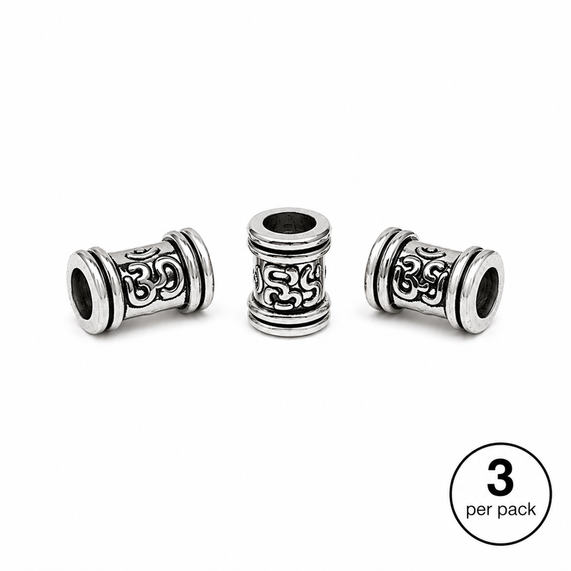 10x16mm Pewter Spacer Beads | Pewter Beads | "AUM" OM Symbol | Meditation | Yoga | DIY Jewelry Designs | 3 Pcs