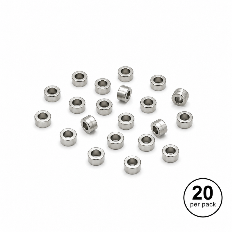 2x2mm Stainless Steel Spacer Beads | Tarnish Resistant Metal Spacers | 20 Pieces