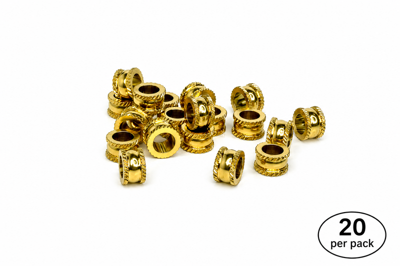 (20) 5X8mm Gold Carved Stainless Steel Beads | Large Hole Gold Carved Stainless Steel Spacers | DIY Jewelry Designs | 20 Pieces