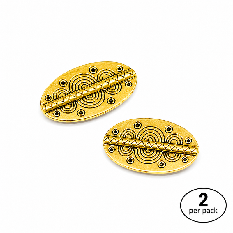 36mm Double Sided Oval Antique Tibetan Style Connectors | Tibetan Silver and Tibetan Gold Connectors | DIY Jewelry Making | 2 Per Pack
