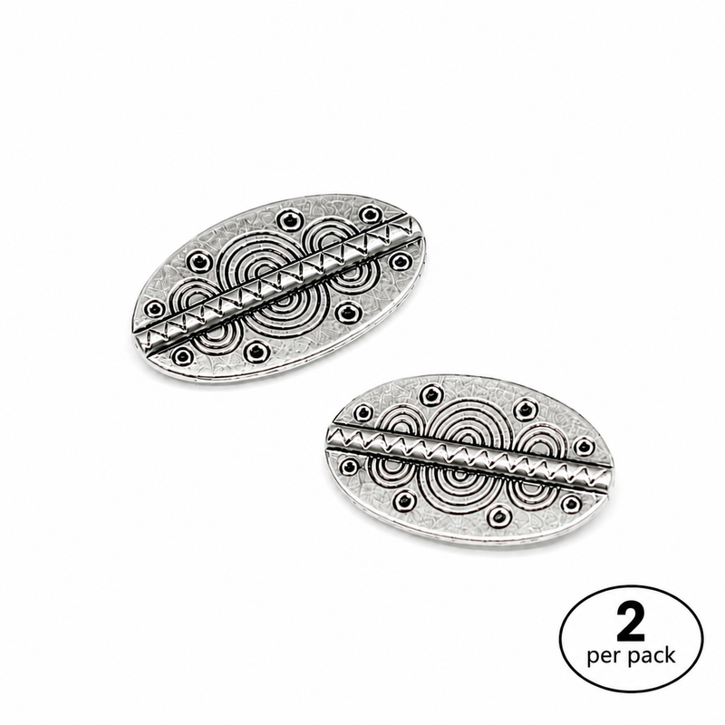 36mm Double Sided Oval Antique Tibetan Style Connectors | Tibetan Silver and Tibetan Gold Connectors | DIY Jewelry Making | 2 Per Pack