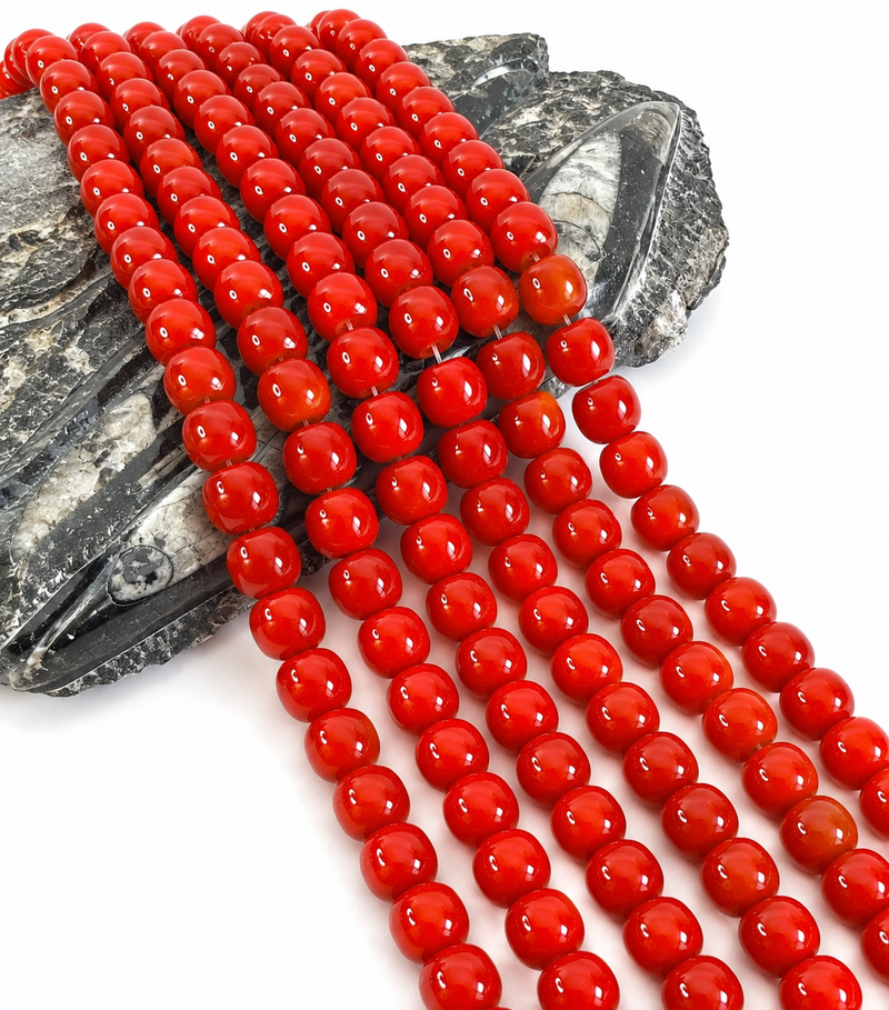 15x14mm Smooth Red Agate Barrel Gemstone Beads | True Red |Barrel Bead Strand for Jewelry Making | 15” Strand