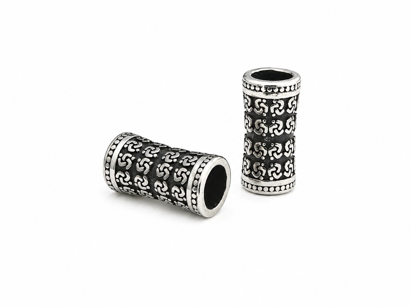 304 Engraved Stainless Steel Beads | 22x12mm  Silver Stainless Steel Column Beads | Choose 1 or 2 beads