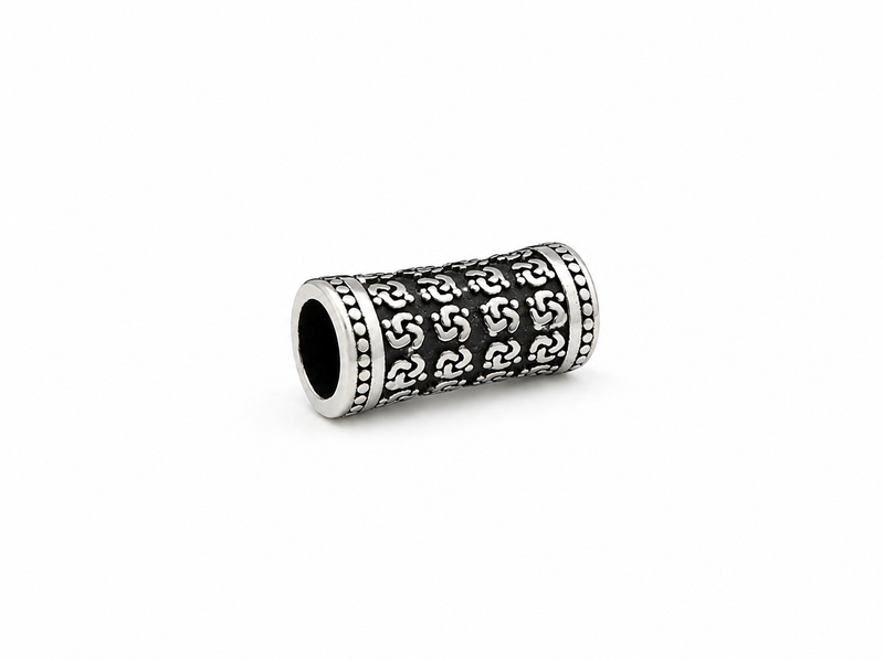 304 Engraved Stainless Steel Beads | 22x12mm  Silver Stainless Steel Column Beads | Choose 1 or 2 beads