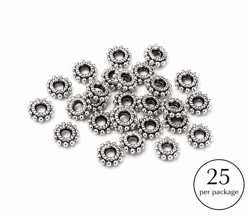 8mm Daisy Spacer Beads – Gold & Tibetan Silver Metal Spacer Beads for Jewelry Making - 25 Pieces