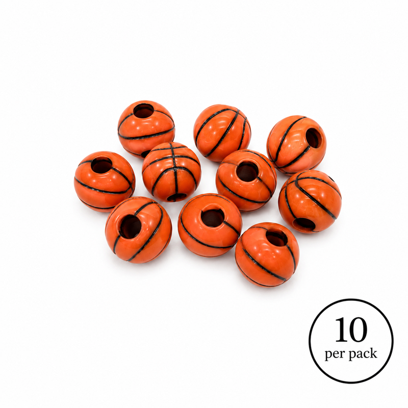 Acrylic Sports Beads | 9x15mm Acrylic Football Beads | 12mm Acrylic Basketball Beads | DIY Jewelry Making | 10 Beads per Package