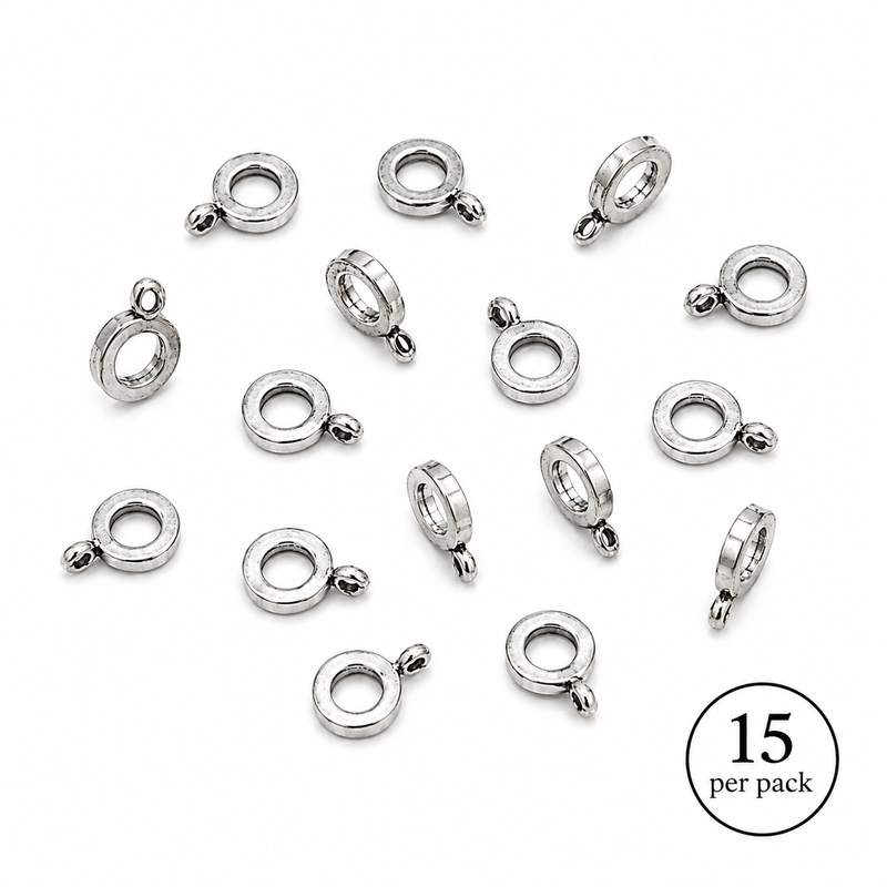 3x9mm Silver-Plated Charm Bails for Pendants & Charms – 15 Pieces