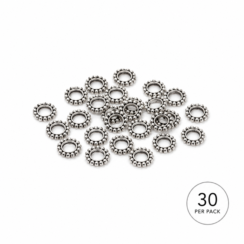 10x2mm Large Hole Daisy Spacer Beads – Gold or Tibetan Silver – 30 Pieces per Pack