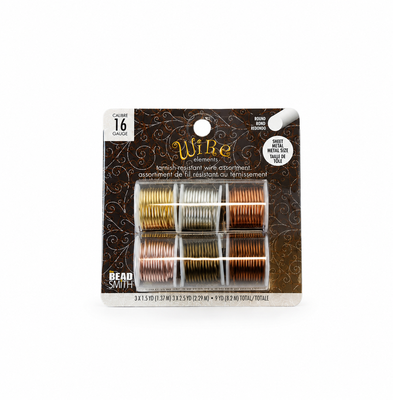16 Gauge Round Jewelry Wire Assortment – Tarnish Resistant Wire Set – 6 Color Pack – Medium Temper