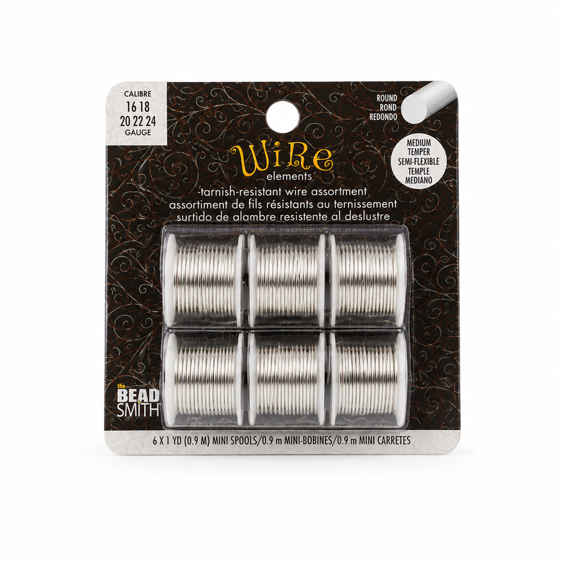 16 Gauge Round Jewelry Wire Assortment – Tarnish Resistant Wire Set – 6 Color Pack – Medium Temper