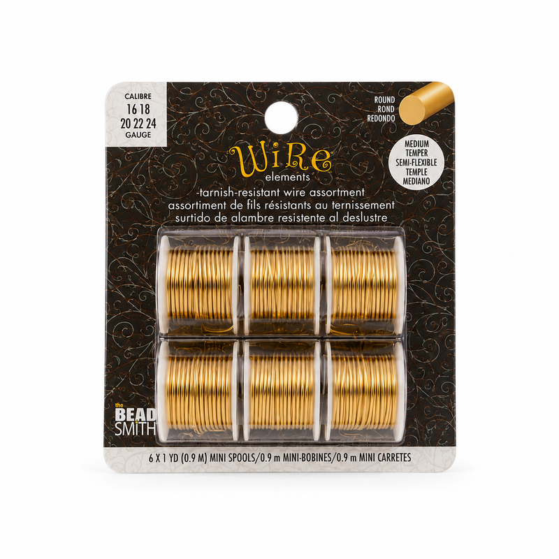 16 Gauge Round Jewelry Wire Assortment – Tarnish Resistant Wire Set – 6 Color Pack – Medium Temper