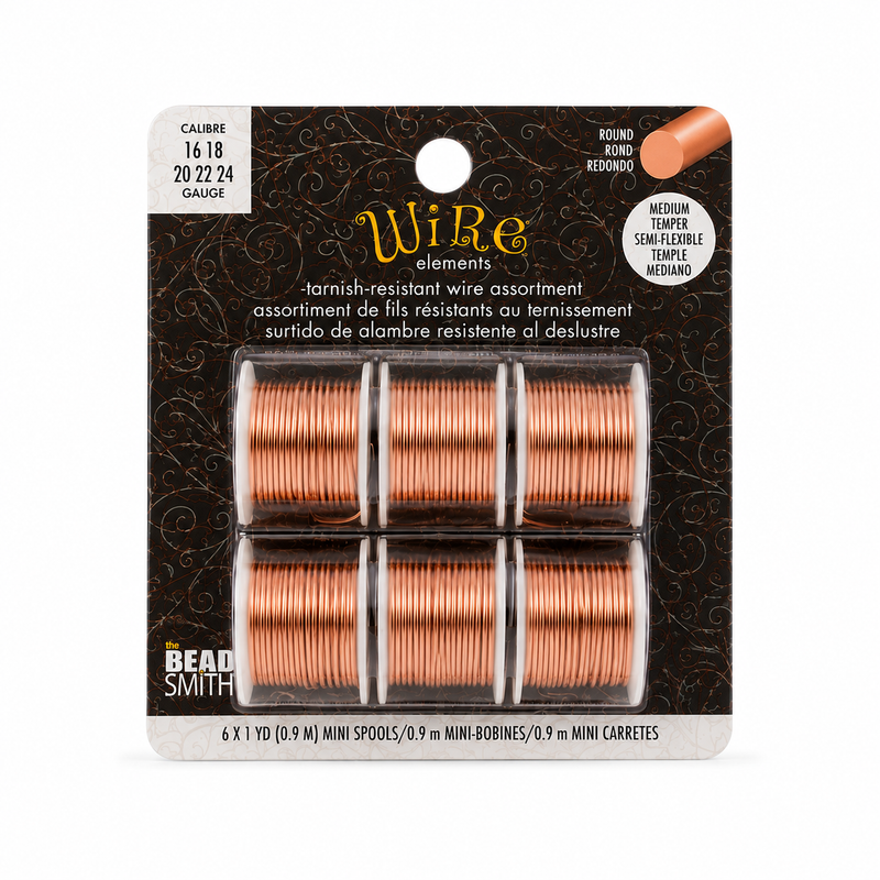 16 Gauge Round Jewelry Wire Assortment – Tarnish Resistant Wire Set – 6 Color Pack – Medium Temper