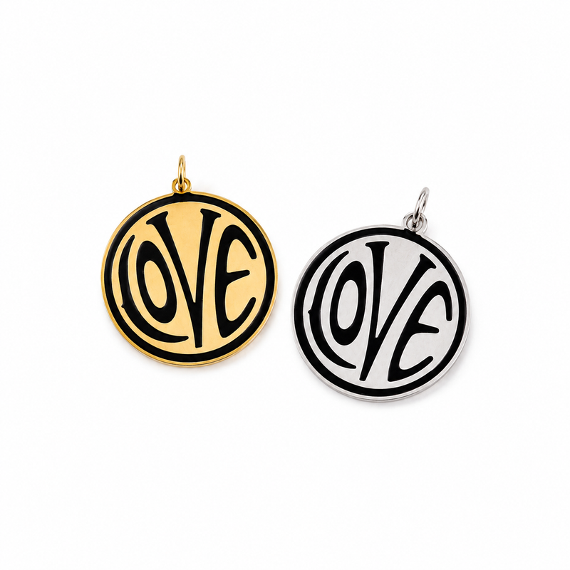 30mm Stainless Steel Charms | Love Charms | Silver Gold Stainless Steel | DIY Jewelry Designs | 1 Charm