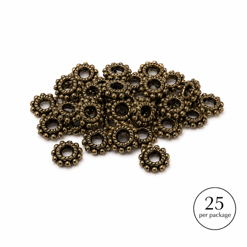 8mm Daisy Spacer Beads – Metal Flower Spacer Beads for Jewelry Making - 25 Pieces