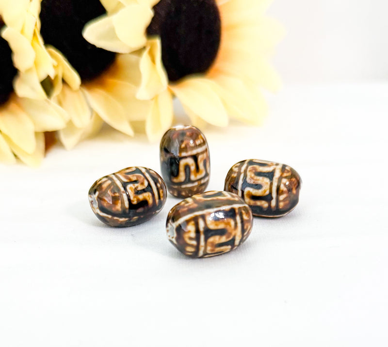 21mm Ceramic Focal Beads | Ceramic Beads | Choose Your Color & Style | DIY Jewelry Designs| 4 Pcs