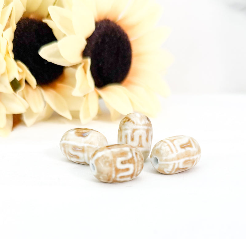 21mm Ceramic Focal Beads | Ceramic Beads | Choose Your Color & Style | DIY Jewelry Designs| 4 Pcs