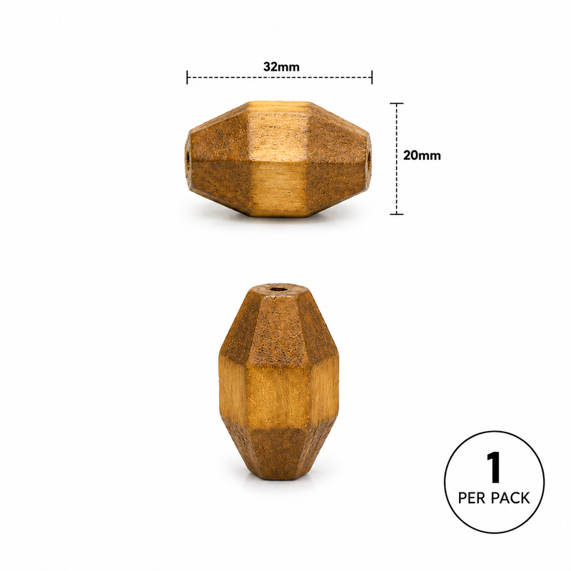 32x20mm Hand Painted Faceted Wood Focal Bead – 4 Colorways | 1 Per Pack