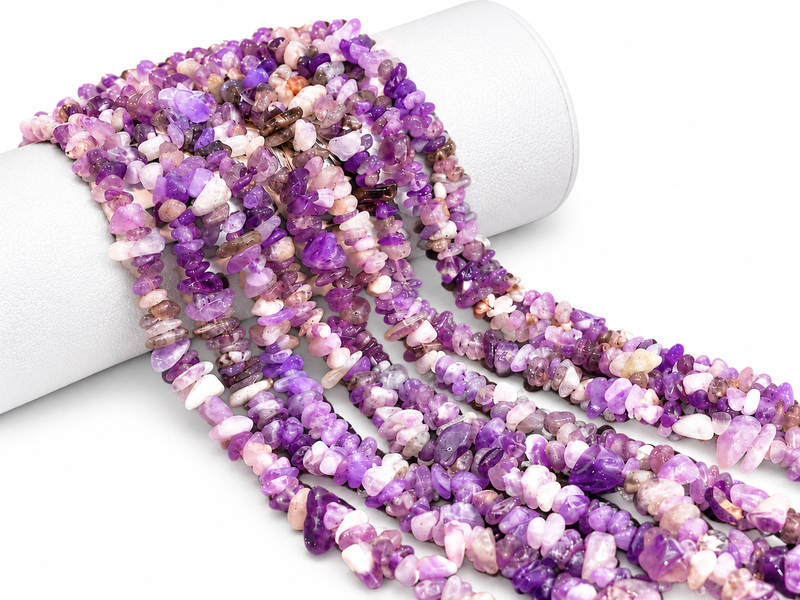 Approximately 7mm Natural Amethyst Gemstone Chip Beads, Purple Mixed-Tone Polished Chips for Jewelry Making
